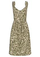 VILA Dames Jurk met ruches en knopen tropische print beige groen