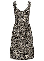 VILA Dames Jurk met ruches en knopen tropische print zwart beige