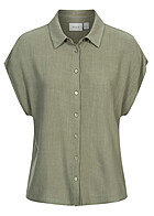 VILA Dames Viscose Linnen Shirt met knopen olijfgroen