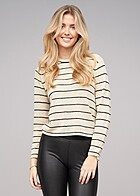 JDY by ONLY Dames Gebreide trui met strepen beige blauw
