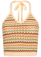 Pieces Dames Gebreide top met V-hals en strepen beige multicolor