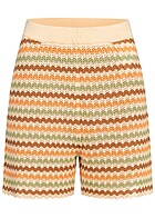 Pieces Dames Gebreide korte broek met hoge taille en strepen beige multicolor