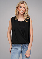 Styleboom Fashion Dames Chiffon Top 2in1 look zwart