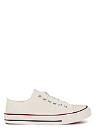 Seventyseven Lifestyle Dames Canvas Sneaker met veters wit rood