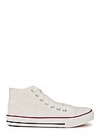 Seventyseven Lifestyle Dames High-Top Canvas Sneaker met veters wit rood