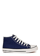 Seventyseven Lifestyle Dames High-Top Canvas Sneaker met veters marineblauw