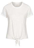 ONLY Dames Basic T-Shirt met binddetail op de voorzijde wit