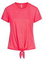 ONLY Dames Basic T-Shirt met binddetail op de voorzijde donkerroze