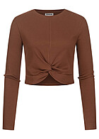 Noisy May Dames NOOS Trui met twist detail aan de voorkant bruin