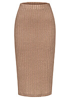 Vero Moda Dames Hoog uitgesneden rok met elastiek in de taille bruin