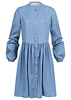 VILA Dames Denim Jurk met lange mouwen en knopen blauw