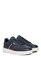 Tom Tailor Heren Sneaker van kunstleer met veters marineblauw wit