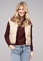 Noisy May Dames Omkeerbaar vest met hoge kraag bruin beige