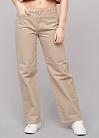 Noisy May Dames Jeans Broek met 5 zakken en wijde pijpen licht bruin