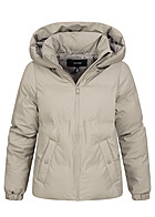 Vero Moda Dames Gewatteerd Jas met rits en capuchon grijsbruin