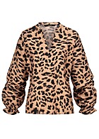 Vero Moda Dames Top met lange mouwen en ruche details leo print bruin zwart