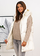 ONLY Dames NOOS Gewatteerd vest met kap en 2 zakken wit