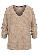 Vero Moda Dames Gebreide trui met V-hals bruin