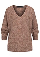Vero Moda Dames Gebreide trui met V-hals bruin