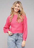 VILA Dames NOOS Crop Trui met ballonmouwen roze