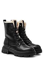 Seventyseven Lifestyle Dames Laarzen met teddybont en veters zwart beige