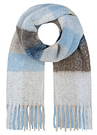 ONLY Dames Sjaal met franjes 200x43cm geruit blauw