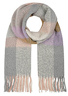 ONLY Dames Sjaal met franjes 200x43cm geruit roze multicolor