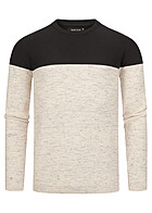 Indicode Herren 2-Tone Sweater Pullover mit Strukturstoff schwarz grau