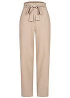 Pieces Dames Paperbag Broek met bindceintuur en 4 zakken beige