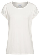 Vero Moda Dames Top met korte mouwen en mouwomslag wit