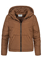Noisy May Dames korte Bufferjas met capuchon en 2 zakken bruin