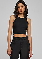 Urban Classics Dames Cropped Tank Top Textured Fabric Zwart