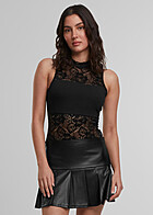 Urban Classics Dames Body met Kantbestrijding en Rits zwart