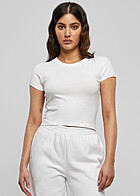 Urban Classics Dames Cropped Basic T-shirt met ronde hals wit