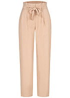 VILA Dames NOOS Paperbag stoffen broek 7/8 lengte met 2 zakken beige