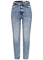 Noisy May Dames Jeans Broek straight fit hoge taille lichtblauw denim