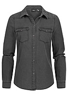 Vero Moda Damen NOOS Denim Hemd mit Brusttaschen und Knopfleiste schwarz