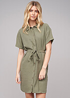 Pieces Damen NOOS Viskose Kleid mit Knopfleiste und Bindegrtel deep lichen grn