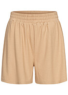 Pieces Dames NOOS Korte broek met elastische tailleband en structuurstof beige