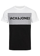 Jack and Jones Heren NOOS Colorblock T-Shirt met Logo Print wit grijs zwart