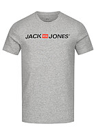 Jack and Jones Heren NOOS T-Shirt met Logo Print licht grijs melange