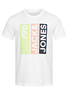 Jack and Jones Heren T-Shirt met Strepen Logo Print in wit multicolor