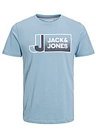 Jack and Jones Heren T-shirt met Logo Print en Ronde hals mountain spring blauw