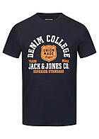 Jack and Jones Heren T-shirt met Logo Print sky captain donkerblauw