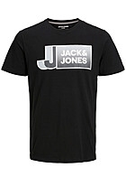 Jack and Jones Heren T-shirt met Logo Print en Ronde Hals zwart