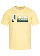Jack and Jones Heren T-shirt met Logo Print en Ronde Hals pale banana licht geel