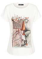 Cloud5ive Dames Viscose T-shirt met fietsopdruk wit