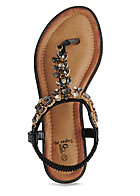 Seventyseven Lifestyle Damen Schuh Sandale mit Schmucksteinen schwarz