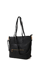 Styleboom Fashion Damen Kunstleder Handtasche mit Gold Details schwarz