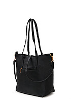 Styleboom Fashion Damen Kunstleder Handtasche mit Gold Details schwarz